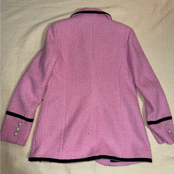 Anthro Avec Les Filles Pink Tweed Blazer – Black Trim, Size M - Picture 5 of 9